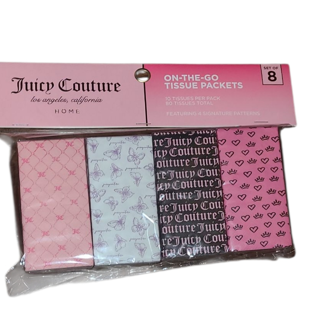 Juicy Couture Tissue Packets in Pink, White, and Black
